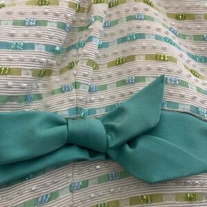 Carmen Marc Valvo signature vintage dress size 12 beaded bow spaghetti straps